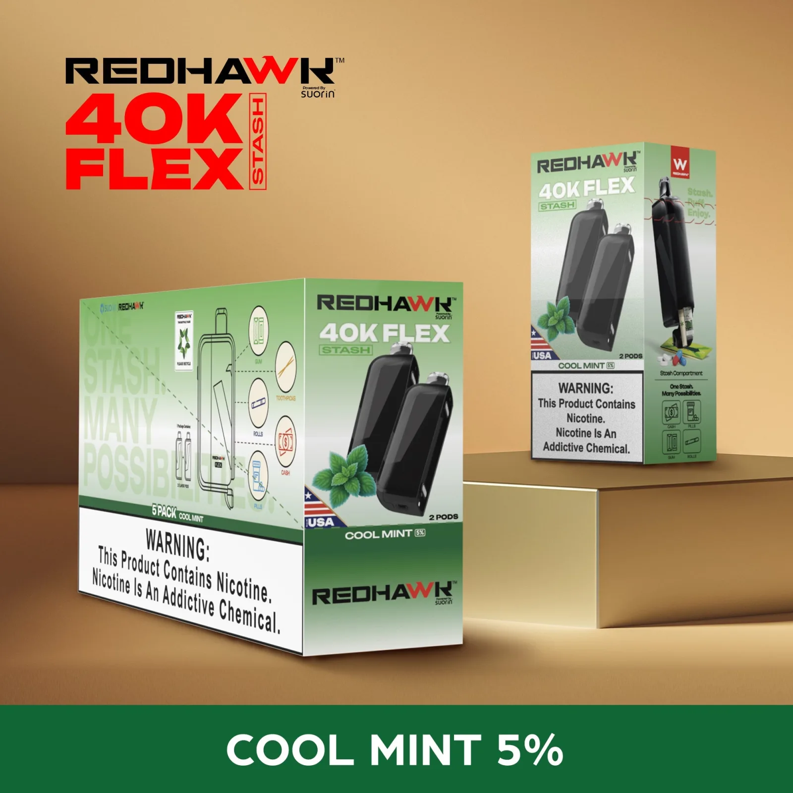 RedHawk 40K FLEX Stash COOL MINT 2 Pack Replacement Pods - Image 2