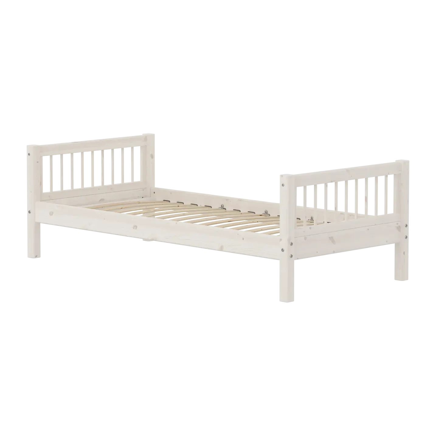 Single Bed, 90x200 cm, White, Crossbars