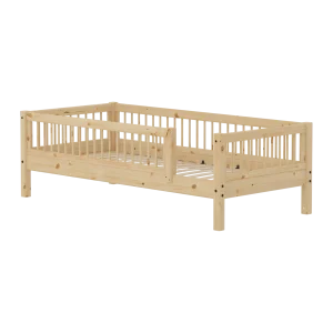 Single Bed with 3/4 Bar Safety Rail, 90x200 cm, Pine, Crossbars