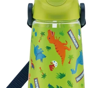 Skater Dinosaur Water Bottle - 420ml Die-Cut Bottle with Straw Pshc4Dk-A