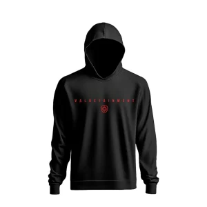 Valuetainment Black and Red Lion Shield Pullover Performance Hoodie