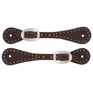 Youth Oiled Harness Leather Spur Straps with Spots